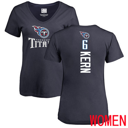 Tennessee Titans Navy Blue Women Brett Kern Backer NFL Football #6 T Shirt